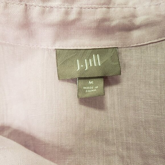 J Jill Oversized Linen Button Up Top Size M Shirt Purple Long Sleeve Pastel - Picture 3 of 9